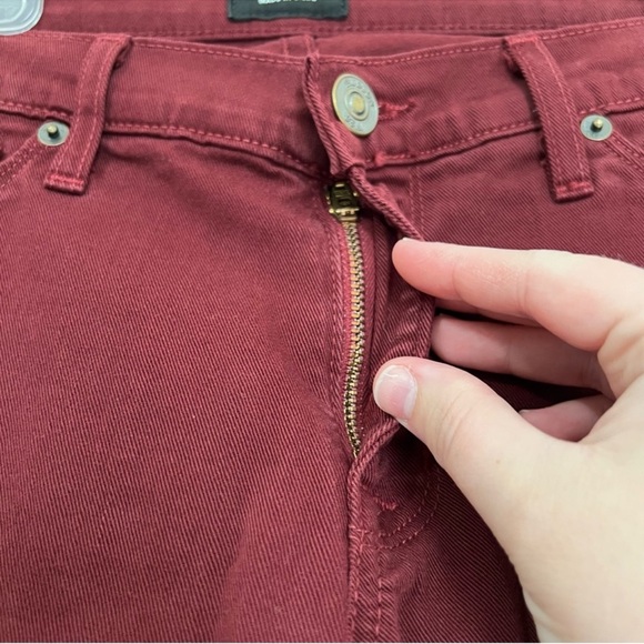 Hudson LouLu Burgundy Red Pink Tuxedo Stripe Low Rise Crop Skinny Jeans - Picture 5 of 16